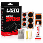 Lista Bicycle Tyre Puncture Repair Kit Includes Patch Glue, Round & Rect Patches, Metal Scraper Included, Flat Tyre Fix, Complete Repair Set