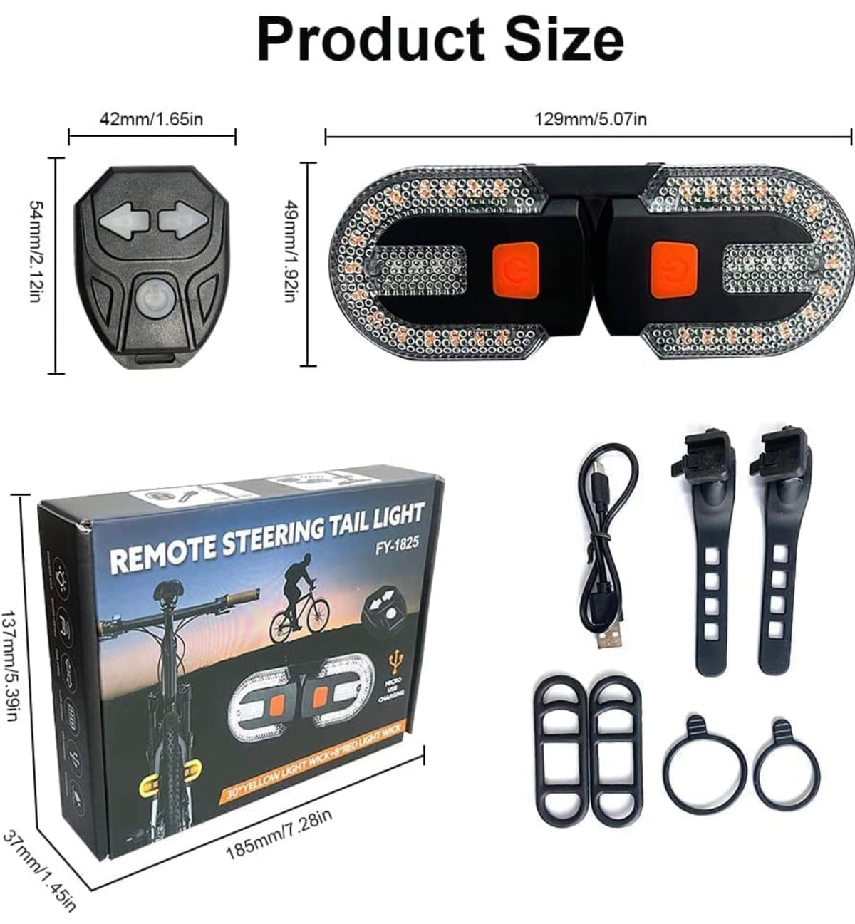 Lista Bicycle Turn Signals,Bright Bicycle Bicycle Indicator Rear Taillight IPX5 Waterproof Wireless Remote Control Rear Cycle Light USB Rechargeable