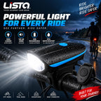 Lista Cycle Horn and Light 140 DB with Light 3 Modes Super Bright 250 lumens