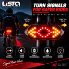 Lista Bicycle Tail Light USB Rechargable Smart Wireless Remote Control Turn Signal Warning Lamp Bike Taillight