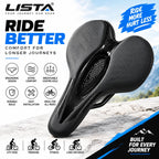 Premium Gel Bicycle Seat Cushion – Ergonomic Silicone MTB & Road Bike Saddle with Hollow Vent Design, Shock-Absorbing, Soft & Comfortable Cycling Seat with Reflective Strip (Black)