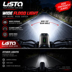 Lista Waterproof Rechargeable USB Charging Cycle Front LED Light Adjustable Mout Headligh