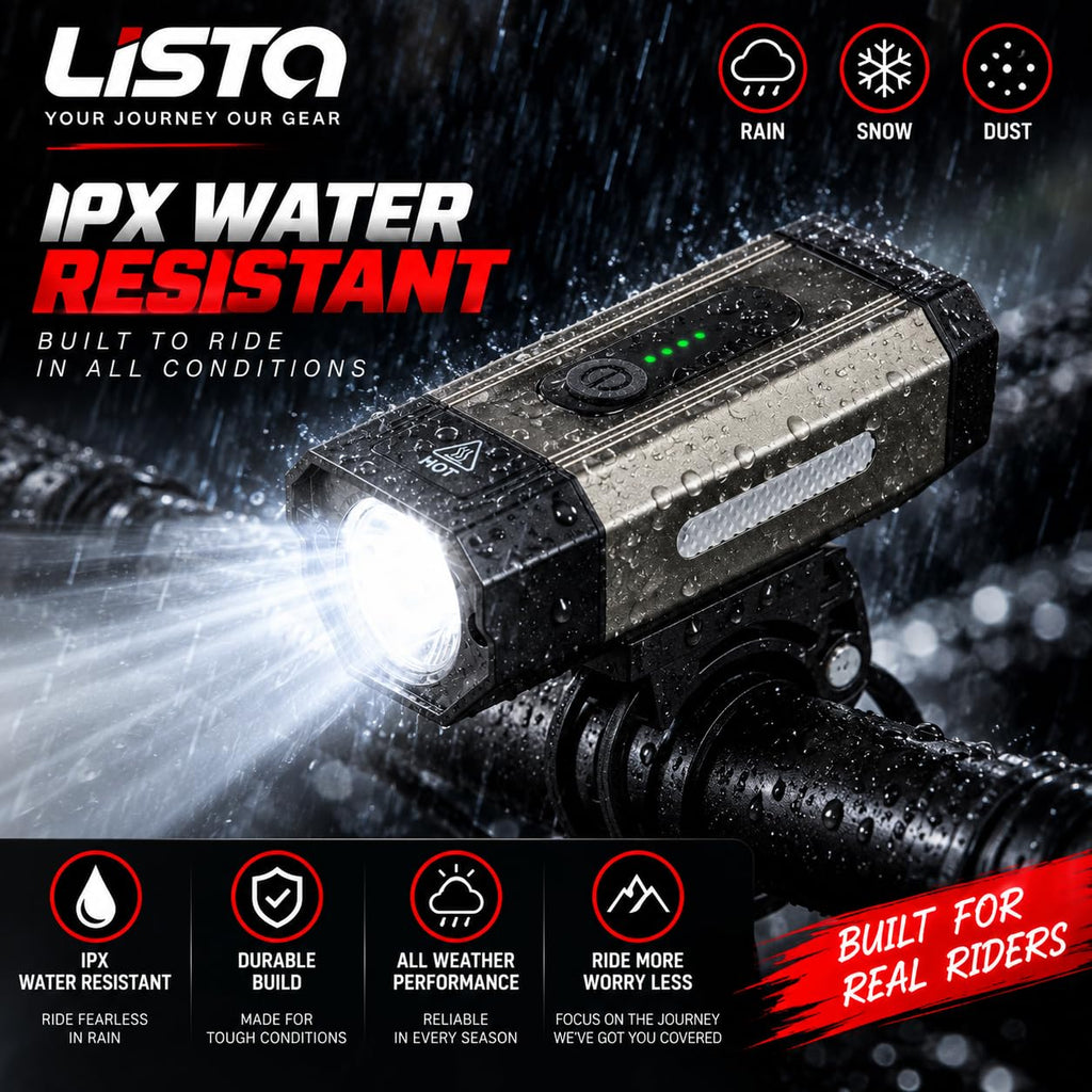 Lista Waterproof Rechargeable USB Charging Cycle Front LED Light Adjustable Mout Headligh