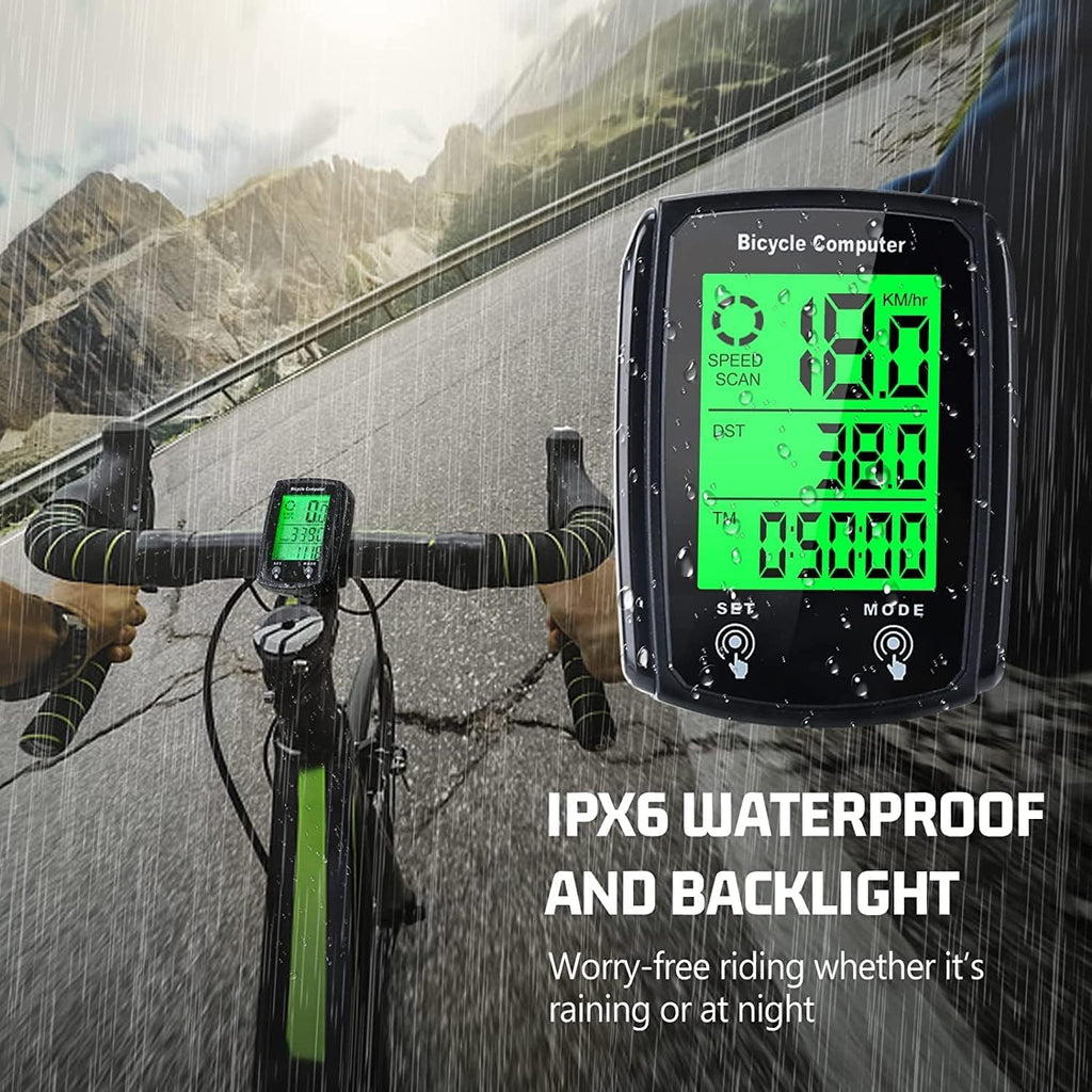 Lista Wired Bicycle Computer,MPH KM/H Bicycle Computer,Digital LCD Backlight Display Bike Speedometer,Universal 19 Functions IP54 Waterproof Bicycle Speedometer