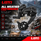Lista Bicycle Rear Derailleur Direct Mount 6/7/8/9 Speed Mountain & Road Bike, 18/21/24/27 Speed, H/L Adjustment Screws, Universal Compatibility, Direct Mount Install