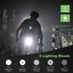 Lista Bicycle Front Lamp with Horn USB Rechargeable 2000 mAh Battery Bike Handlebar Flashlight IPX 5 Waterproof Power Display Bike Headlight Flashlight for Night Riding